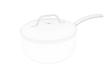 Kitchen Pot Wireframe Style. Nice 3D Rendering
