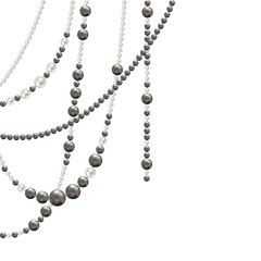 Pearl. Jewelry. Decoration. Vector illustration. Beads. Garland. Threads. Border. Frame.
