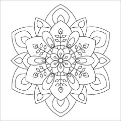 Flower mandala vector illustration. Oriental pattern, vintage decorative elements. Islam, Arabic, Indian, moroccan, turkish ottoman motifs. Coloring page