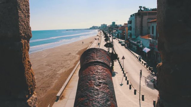 time lapse of larnaca seafront boulevard, captured from larnaca fort, cyprus