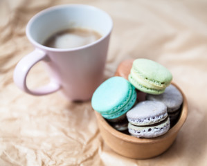 Dessert Macarons and Coffee