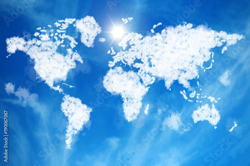 "Himmel mit Weltkarte aus Wolken || World Map out of Clouds" Stock