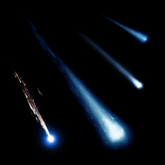 Blue meteor and comets collection isolated on black background. Elements of this image furnished by NASA.