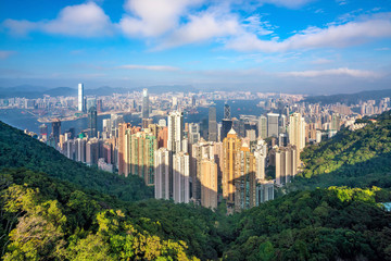 Obraz premium Hong Kong city skyline with Victoria Harbor view