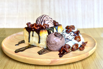 Honey Santos with ice-cream and whipped cream
