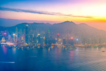 Hong Kong city skyline with Victoria Harbor view