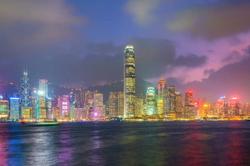 Hong Kong city skyline in China panorama