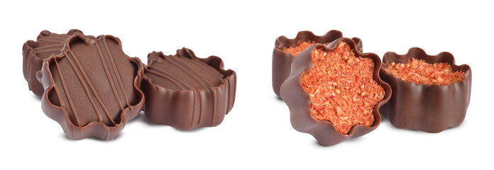 Pralines set of two images isolated on white