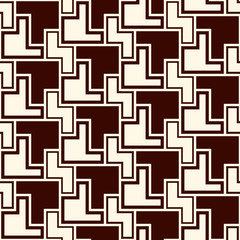 Seamless pattern with simple geometric ornament. Repeated creative puzzle mosaic background. Modern surface texture