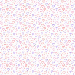 Cute sketch with hearts - seamless pattern. Valentine's Day, Woman's Day and Mother's Day. Vector.