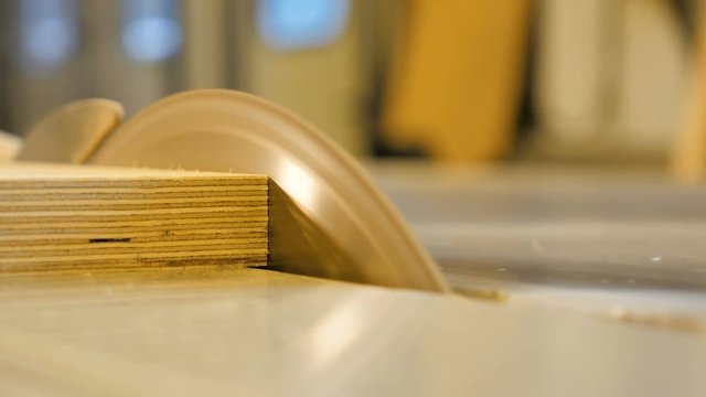 Shot of a table saw in Norway, back follow