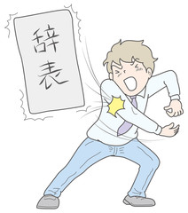 辞表を叩き付ける男性