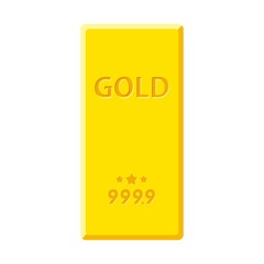 Gold bar isolated on white background. Golden bullion view from above. Vector illustration