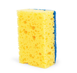 Washcloth on a white background. Yellow washcloth.