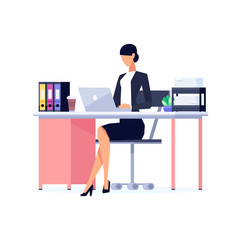 Businesswoman in a flat style isolated on white background.