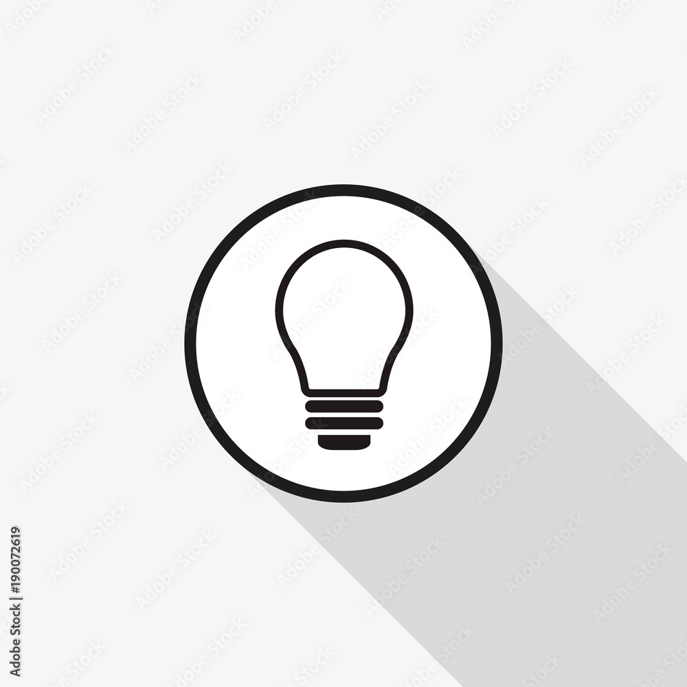 Poster vector icon light bulb with a long shadow on the background