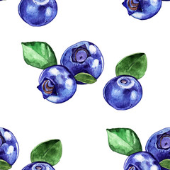 aquarel bluebarry illustratie naadloos patroon