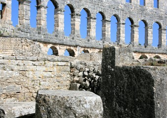 view in the amphitheatre of Pula, Croatia