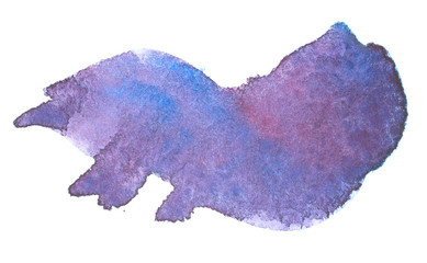 Watercolor abstract stain drawn by hand. In the range of blue violet purple deep dark