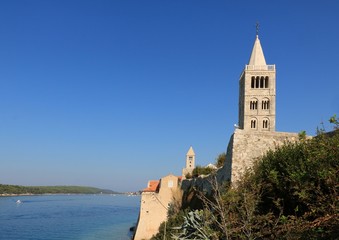 bell tower in the old town of Rab, Croatia