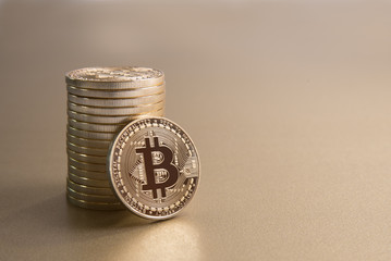 Golden Bitcoin digital currency, financial industry.