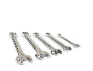 Set of wrenches on the white background