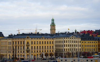 View over old town in Stockholm a winter day