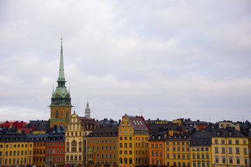 Fototapeta na wymiar View over old town in Stockholm a winter day