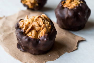 Chocolate Balls with Hazelnut Pieces.