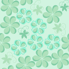 Vector seamless floral pattern in green pastel colors. Light green background.