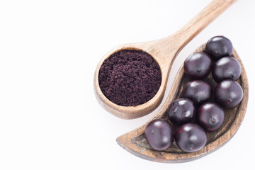 Acai powder and fruits - Euterpe oleracea