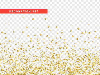 Gold sequins texture isolated with transparent background.