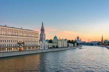 Fototapeta premium Embankment of the Moscow River / Moskva River, Moscow, Russia