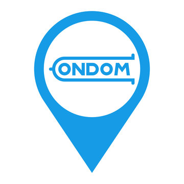 Icono plano localizacion CONDOM azul