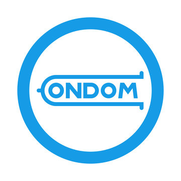 Icono plano logotipo CONDOM en circulo color azul