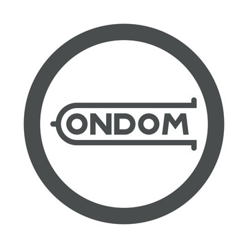 Icono plano logotipo CONDOM en circulo color gris