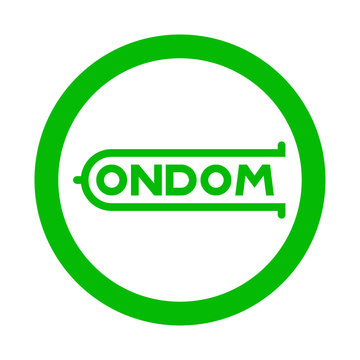 Icono plano logotipo CONDOM en circulo color verde
