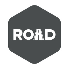 Icono plano logotipo ROAD en hexagono gris