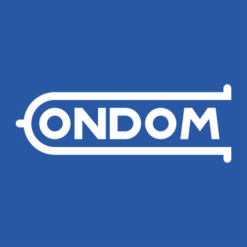 Logotipo CONDOM blanco en fondo azul