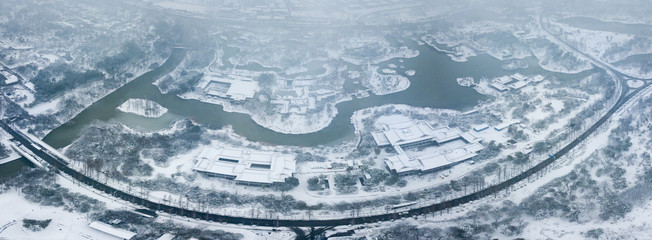 aerial photo of pavilion bridge