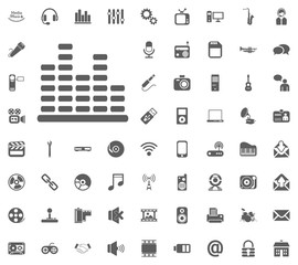 Equalizer icon. Media, Music and Communication vector illustration icon set. Set of universal icons. Set of 64 icons