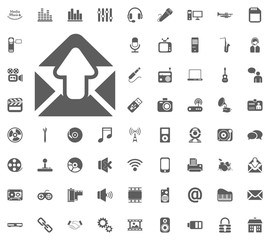 Outbox icon. Media, Music and Communication vector illustration icon set. Set of universal icons. Set of 64 icons