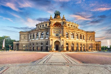 Foto auf Acrylglas Theater Semperoper Operngebäude bei Nacht in Dresden
