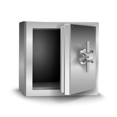 Vector realistic shiny open empty safe isolated on white background