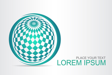 Logo stylized spherical surface with abstract shapes