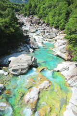 Idyllic Verzasca River in Tessin, Switzerland