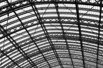 Glass ceiling abstract of modern architecture in black and white