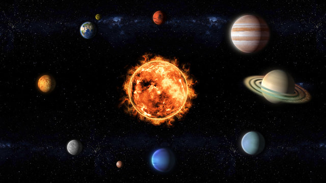 planets around the sun, astronomy illustration, elements of this image furnished by NASA