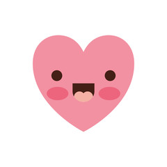 heart kawaii in jolly expression in colorful silhouette vector illustration