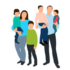 Obraz premium isolated silhouette of family with children on white background